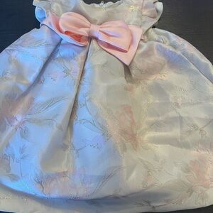 Pink and gold baby dress with a big pink bow EUC
